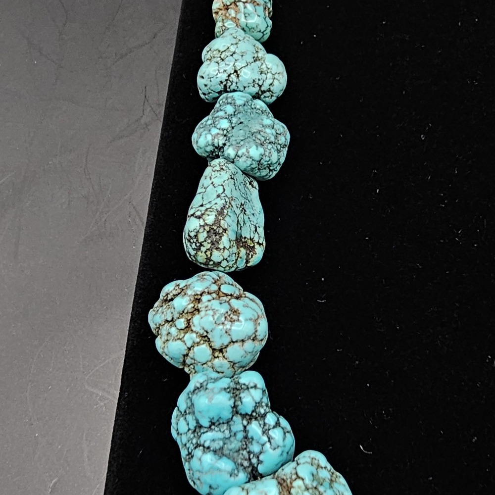 Vintage Kingman Turquoise Nugget Necklace Native American Southwestern 20in 122g - Picture 3 of 10